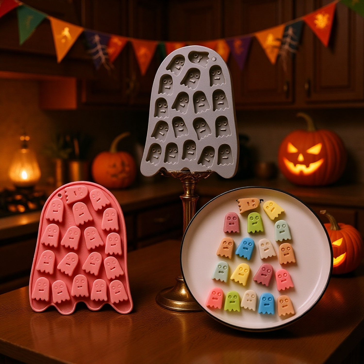 焼きあがった幽霊型ケーキのイメージ