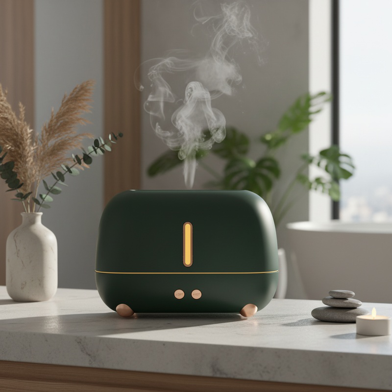 Humidificador USB con llama de colores, difusor de aroma, luz ambiental para oficina y hogar