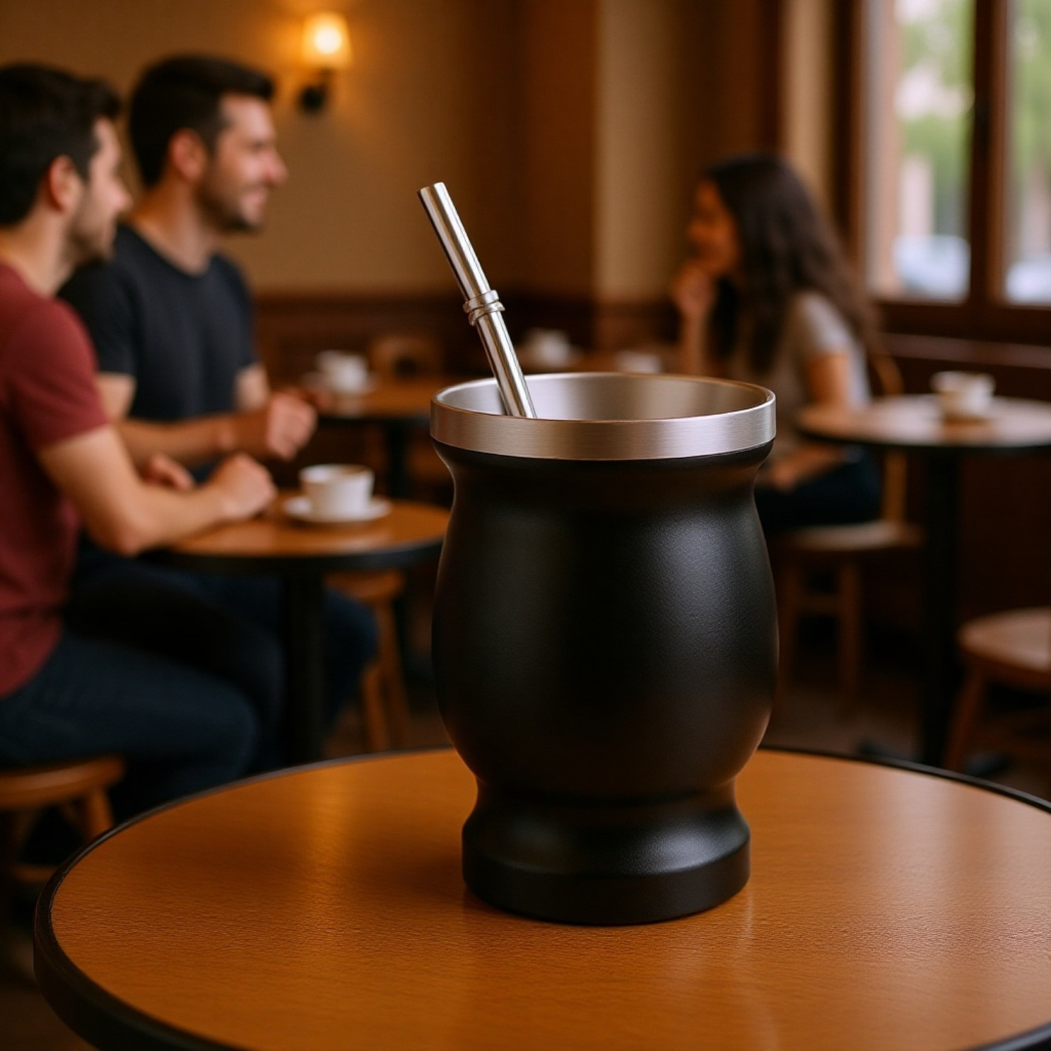  Stainless Steel Gourd-Shaped Tea Cup with Spoon and Brush