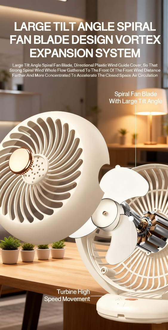 Quiet rechargeable table fan for bedroom