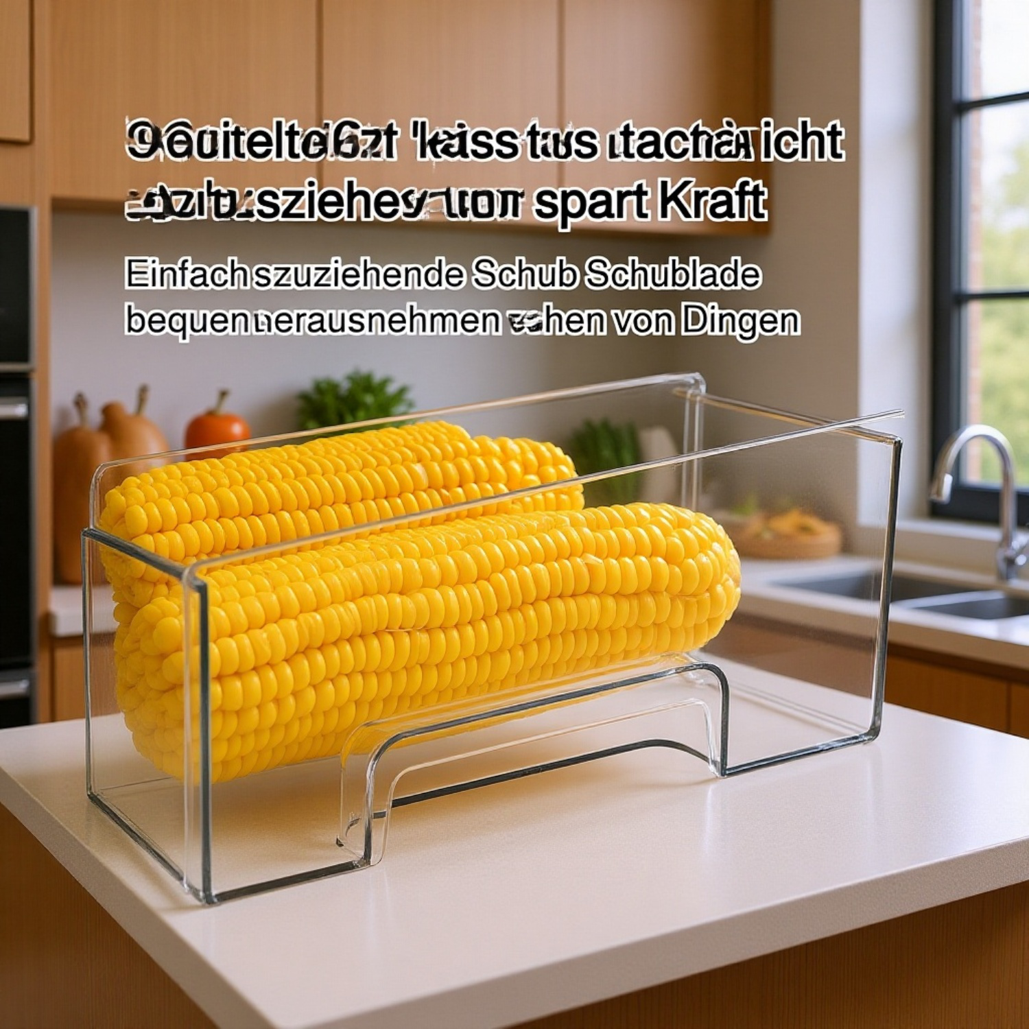 Küchenorganisation mit transparenter Gemüsebox