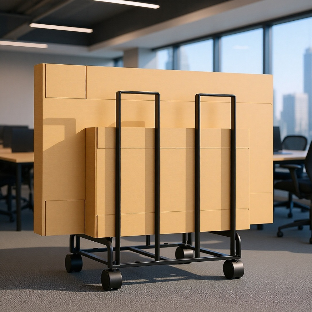 和風キャスター付き移動式段ボール収納ラック雑貨収納カート家庭用倉庫段ボール収納ラック