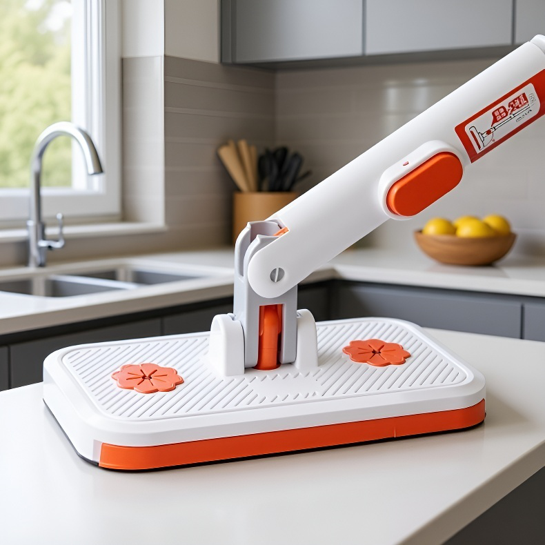 Trapeador con paño limpio y ordenado, herramienta conveniente para limpiar pisos