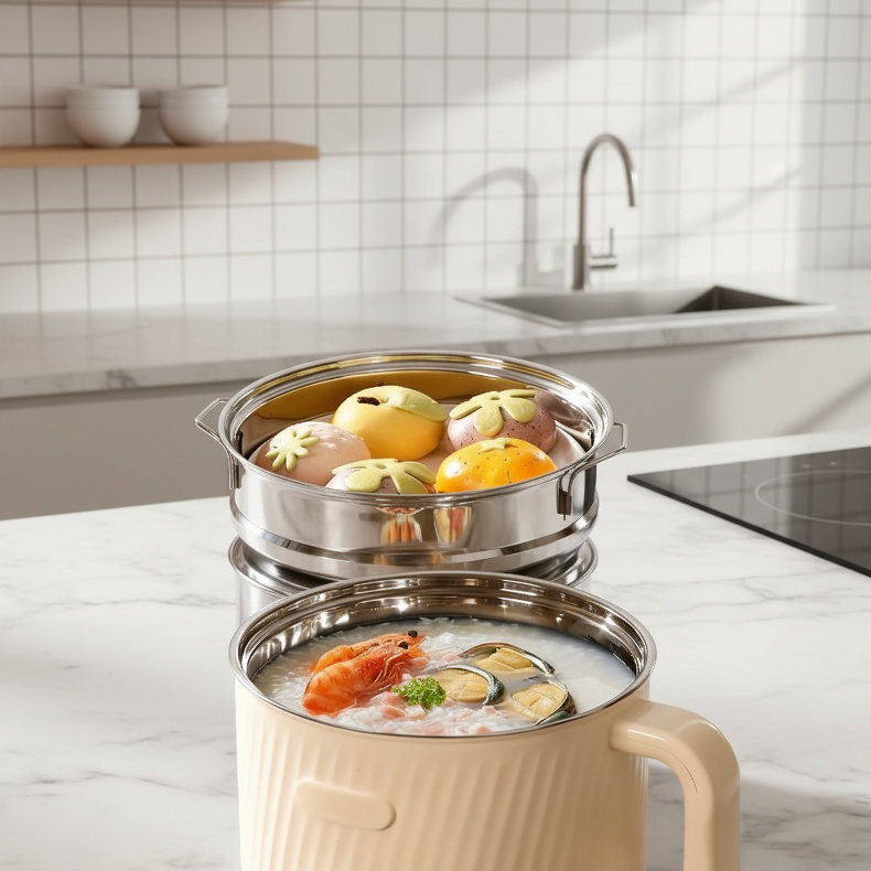 Portable mini electric hot pot for quick meals in dorm rooms