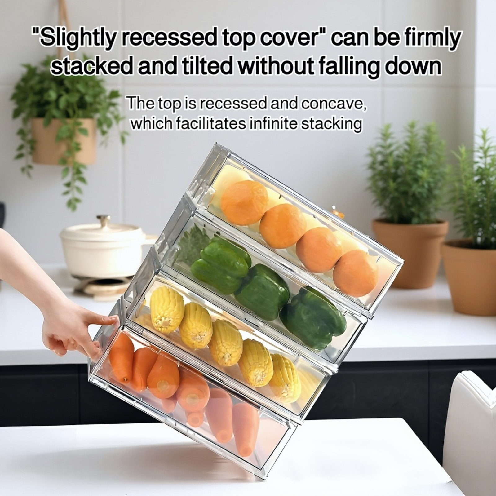 Space-saving transparent storage box for refrigerator