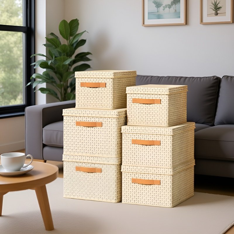  صندوق تخزين الملابس والأغطية مع غطاء، قابل للطي، مصنوع من لوح PP س