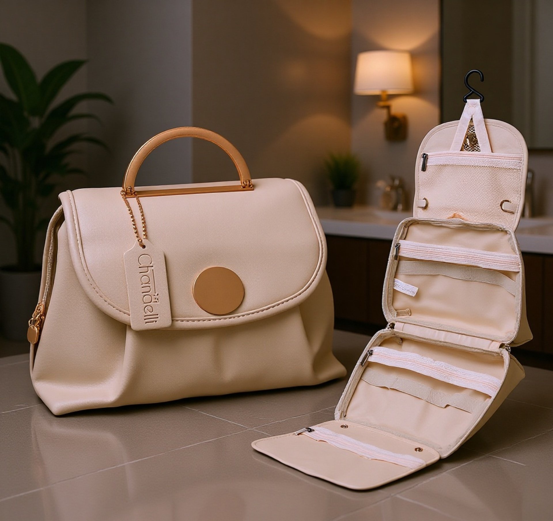 防水トラベル洗面用ポーチ 吊り下げ式化粧ポーチ 収納バッグ