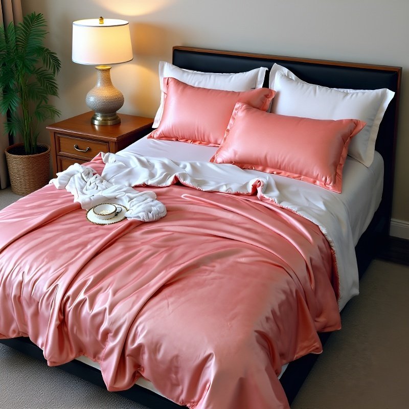 Solid color double-sided ice silk four-piece set