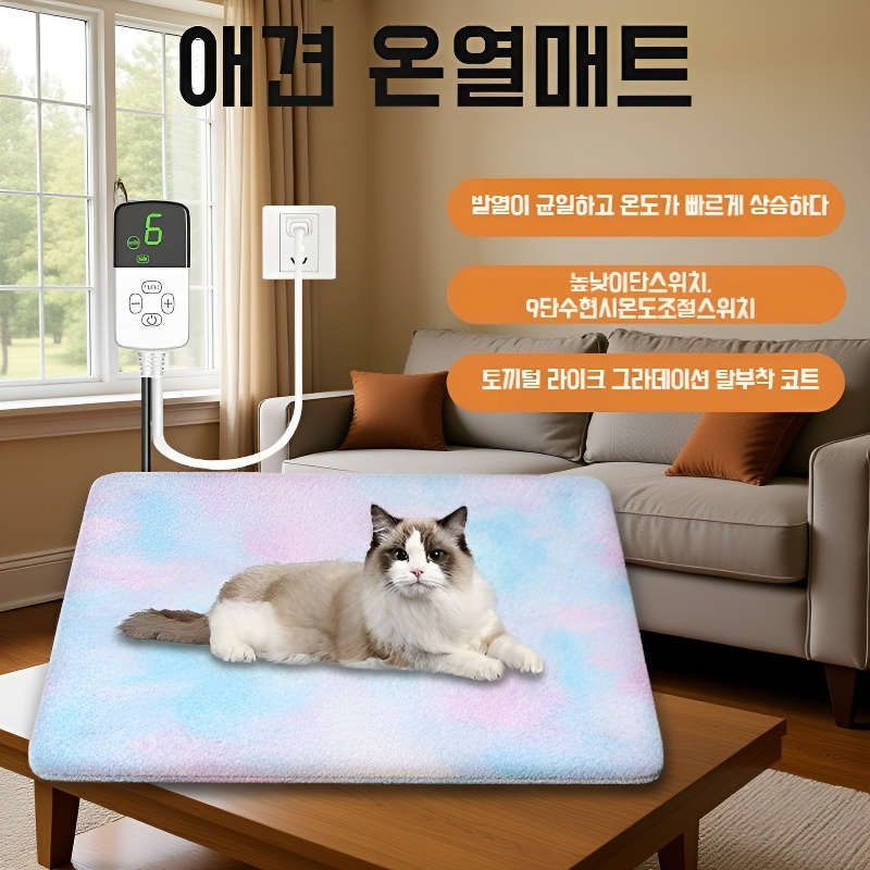 실내 애완묘 히팅패드 사용 모습