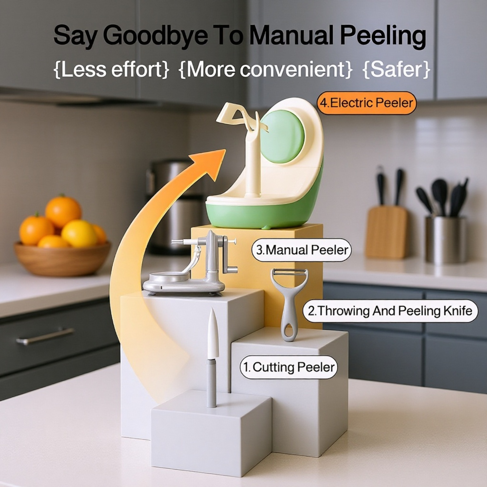  Electric Apple Peeler, Washable, USB Rechargeable Fruit Peeling Machine