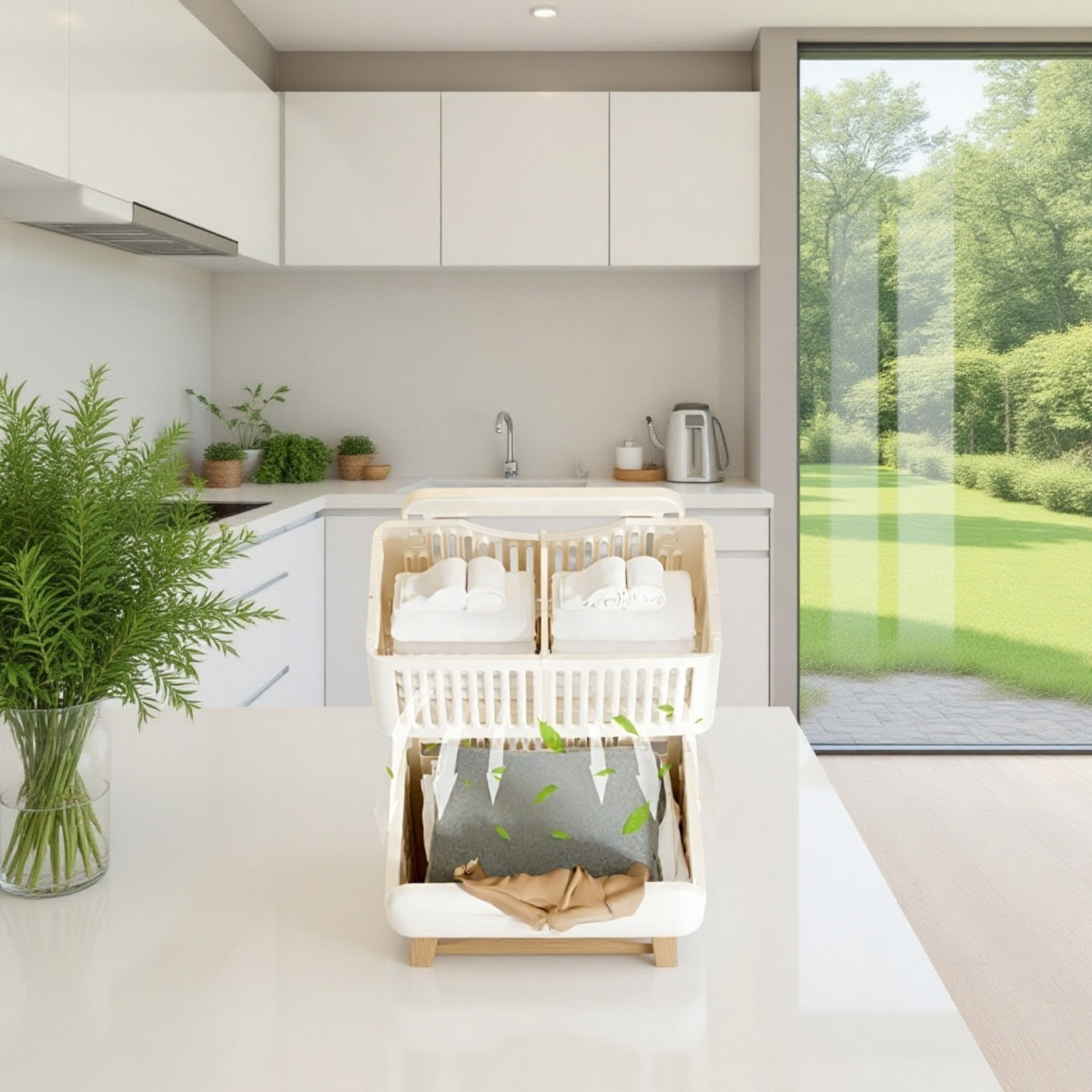 Zusammenklappbarer Wäschekorb für den Haushalt, bodenstehender Wäschekorb, Wäschekorb für das Badezi