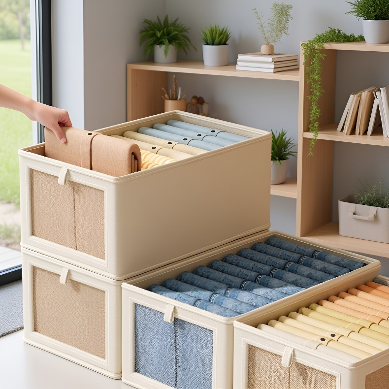 가정용 라지 수납함 접이식 분리 수납 정리함 뚜껑 달린 방진 의류 수납함 옥스포드 베란다 수납함