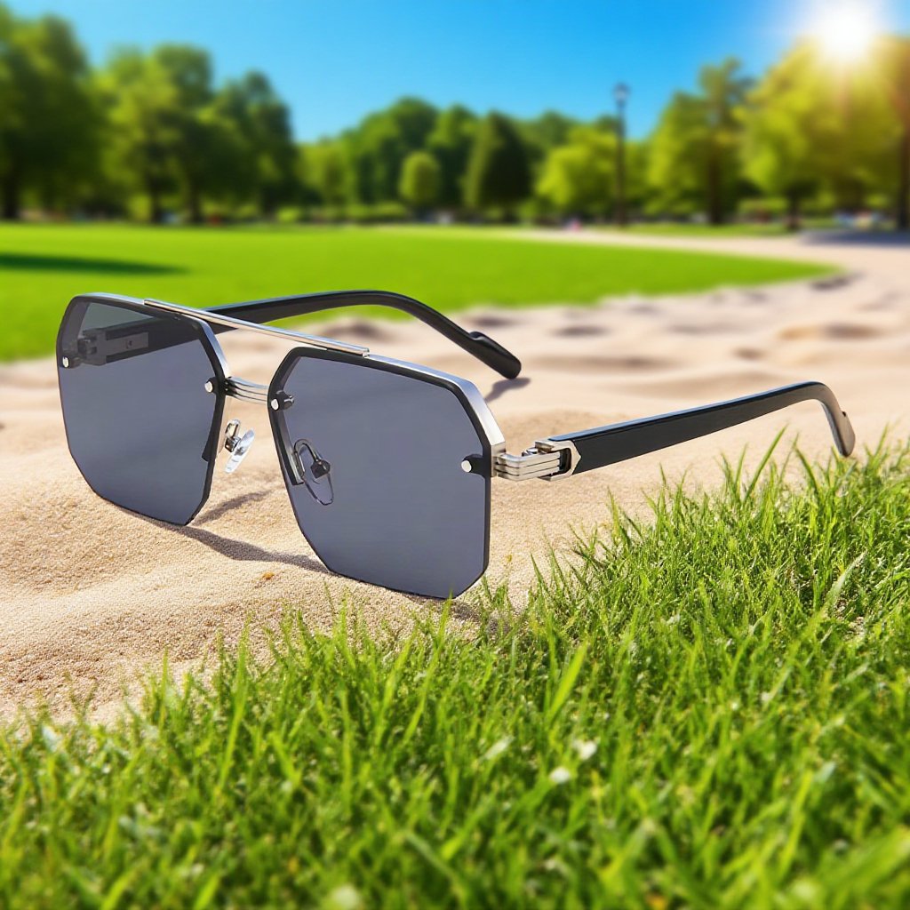Vista lateral de gafas de sol polarizadas modernas