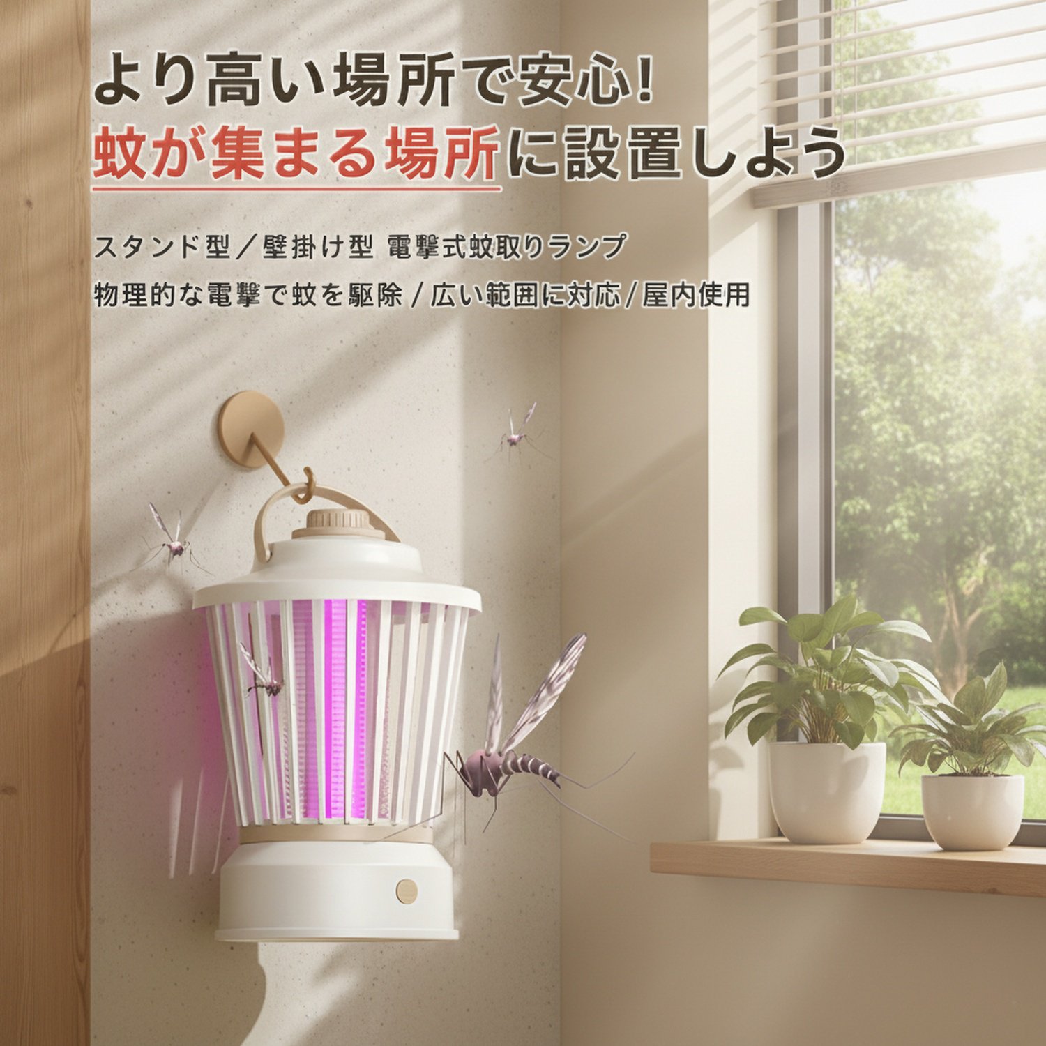 多目的に使える吊り下げ式紫外線蚊取りランプ