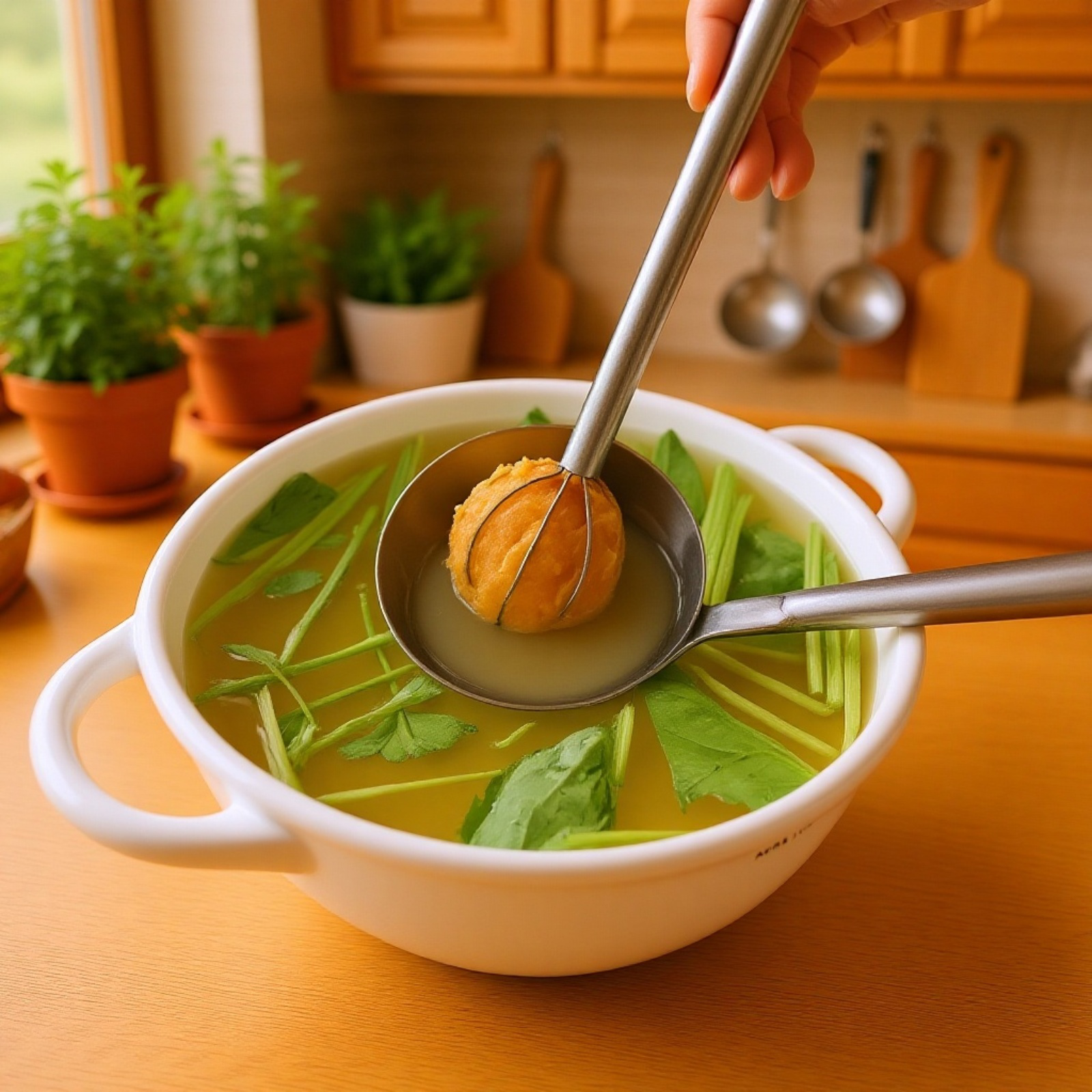 ダブルヘッドデザインの攪拌スプーン使用例