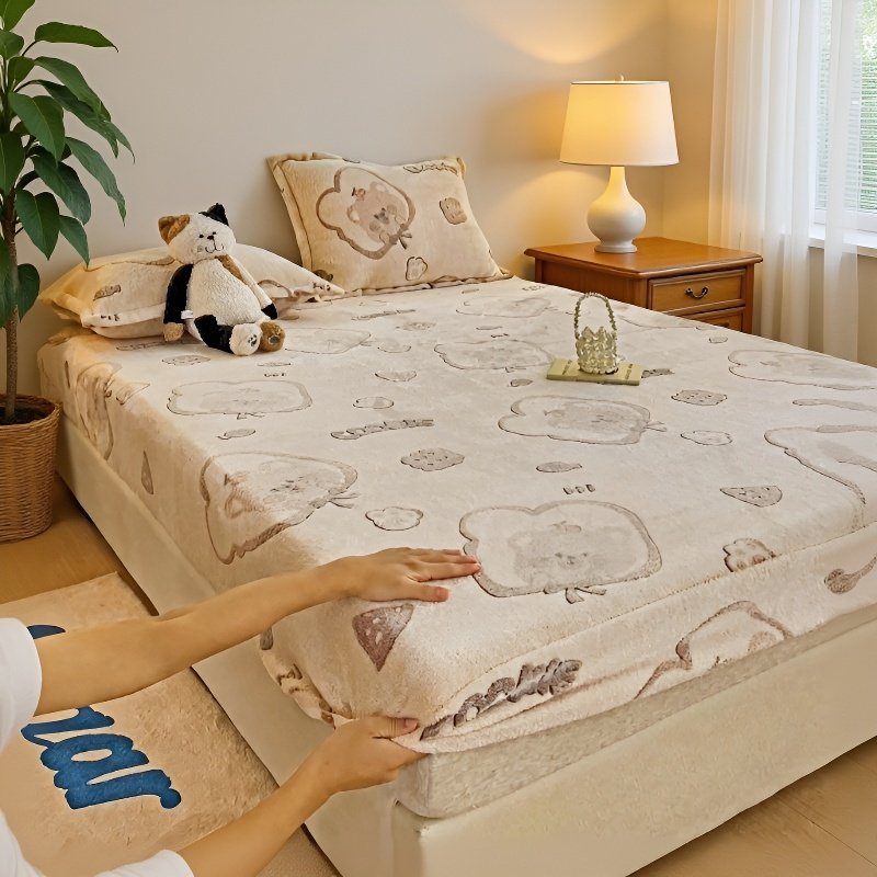 스노우 베드 삿갓 싱글 겨울 도톰 밀크 플리스 매트리스 커버 풀백 매트리스 침대 커버 몽스 베드