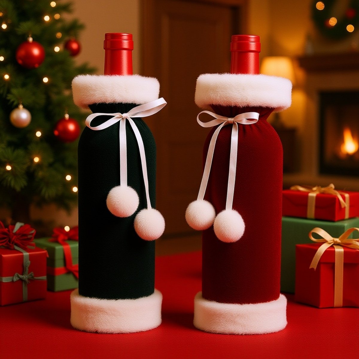 موضوع عيد الميلاد زجاجة النبيذ حقيبة