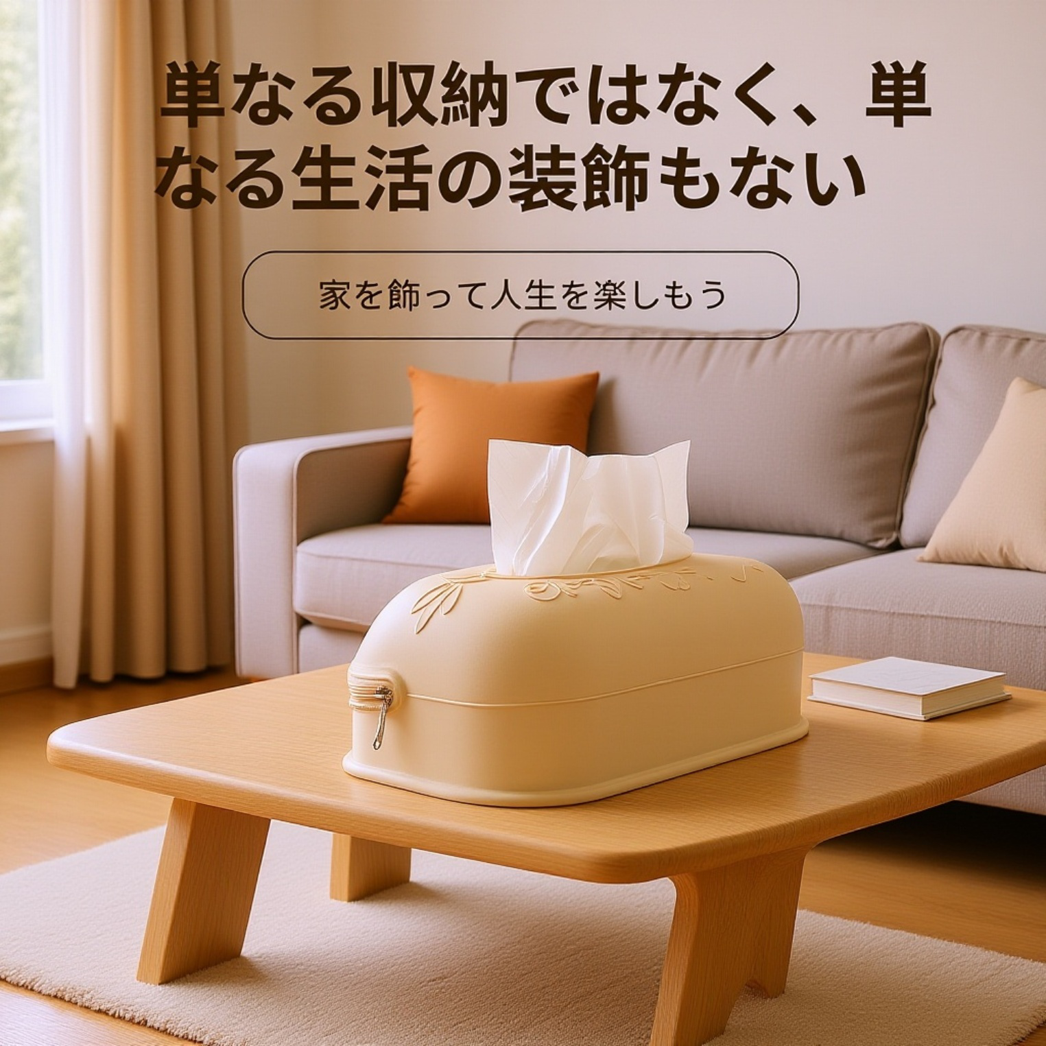 カラフルなジッパー付きティッシュボックスのデザイン