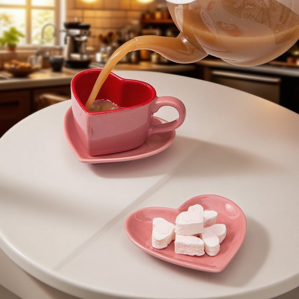 고가치 러브 커피잔과 접시 세트 심플 세라믹 컵 홈 커피잔
