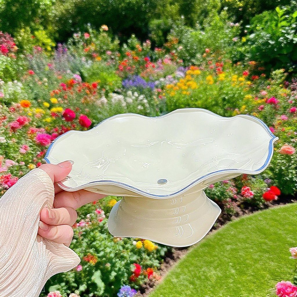 奶油色高顏值高脚果盤