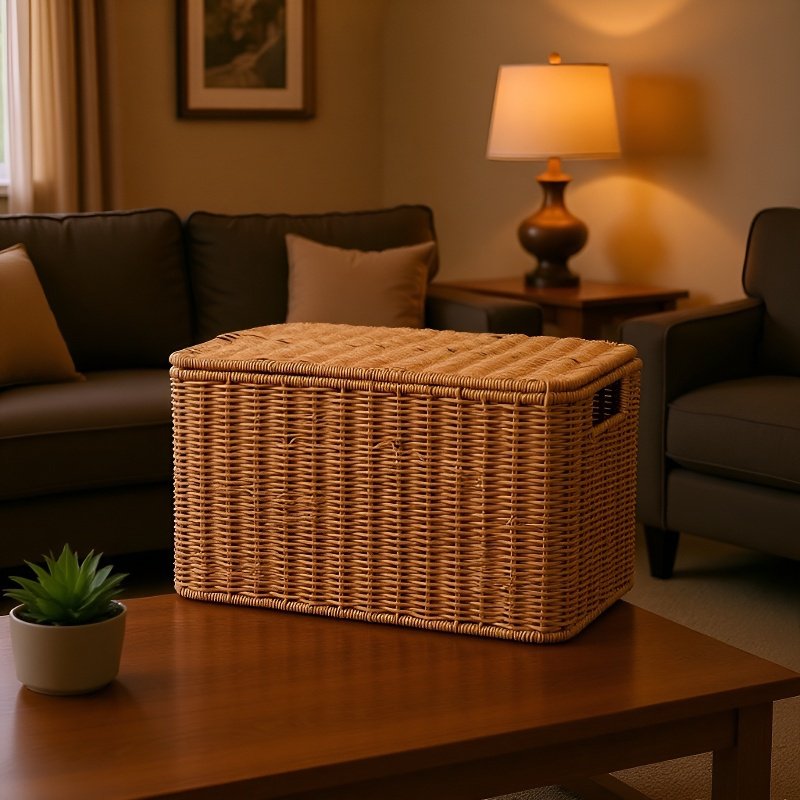 Stilvolle Aufbewahrungsbox aus Rattan für Outdoor Nutzung