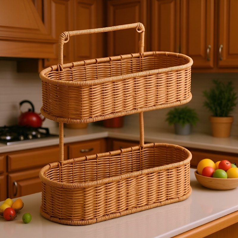 Többszintes fürdőszobai tárolópolc, fúrás nélküli műrattan állvány