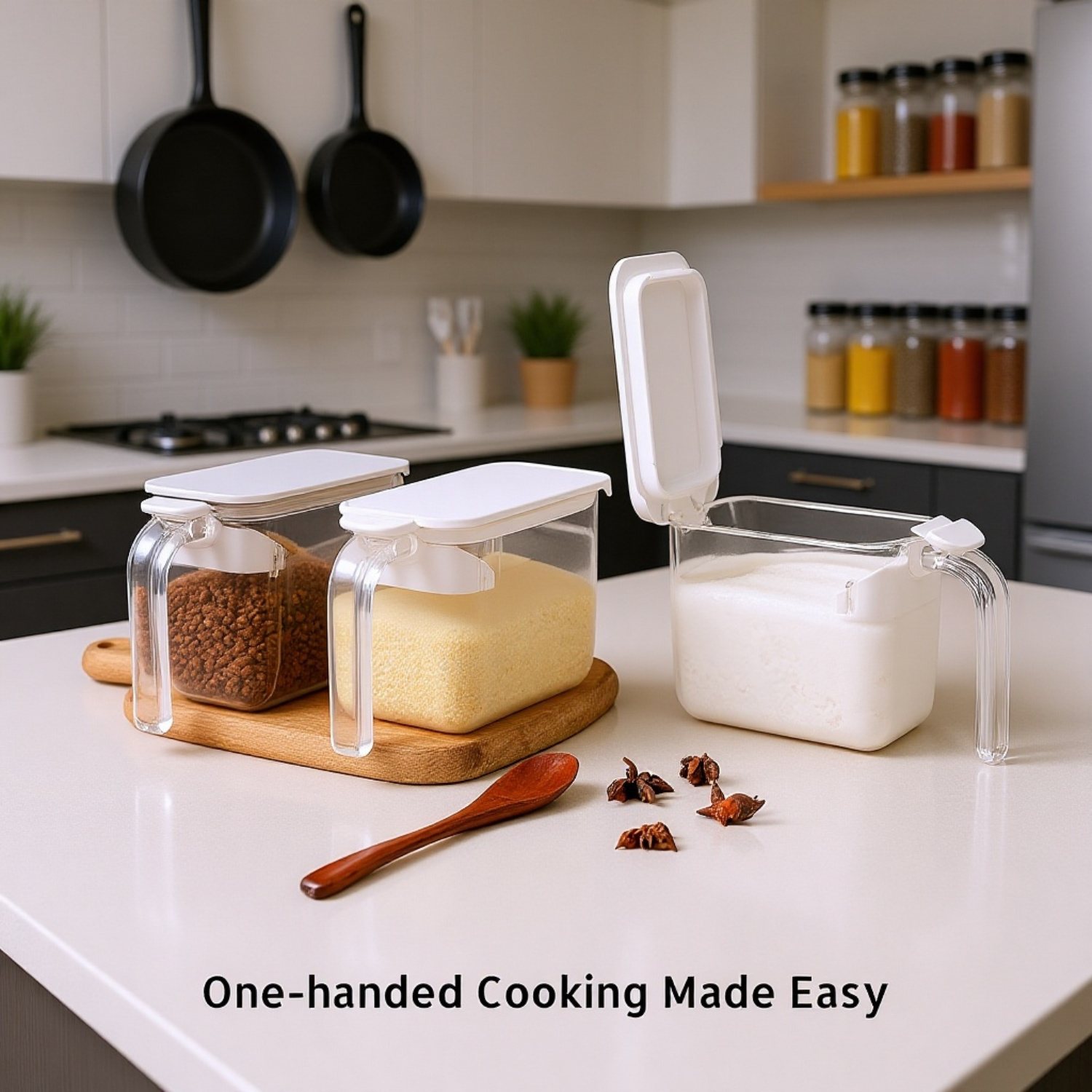 Transparent Spice Jar Organizer for Kitchen Seasonings