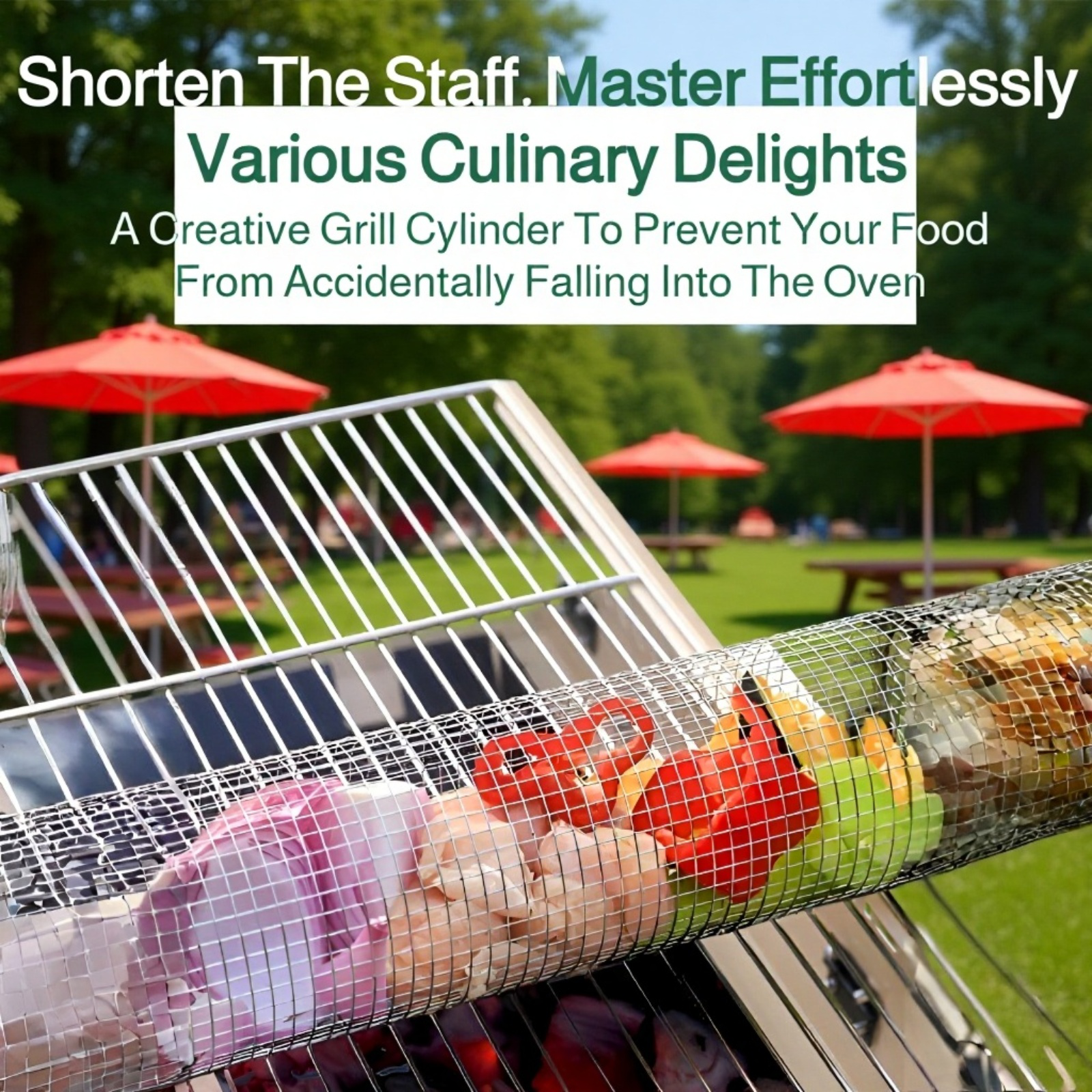 Sturdy BBQ Basket with Wooden Handle for Picnics