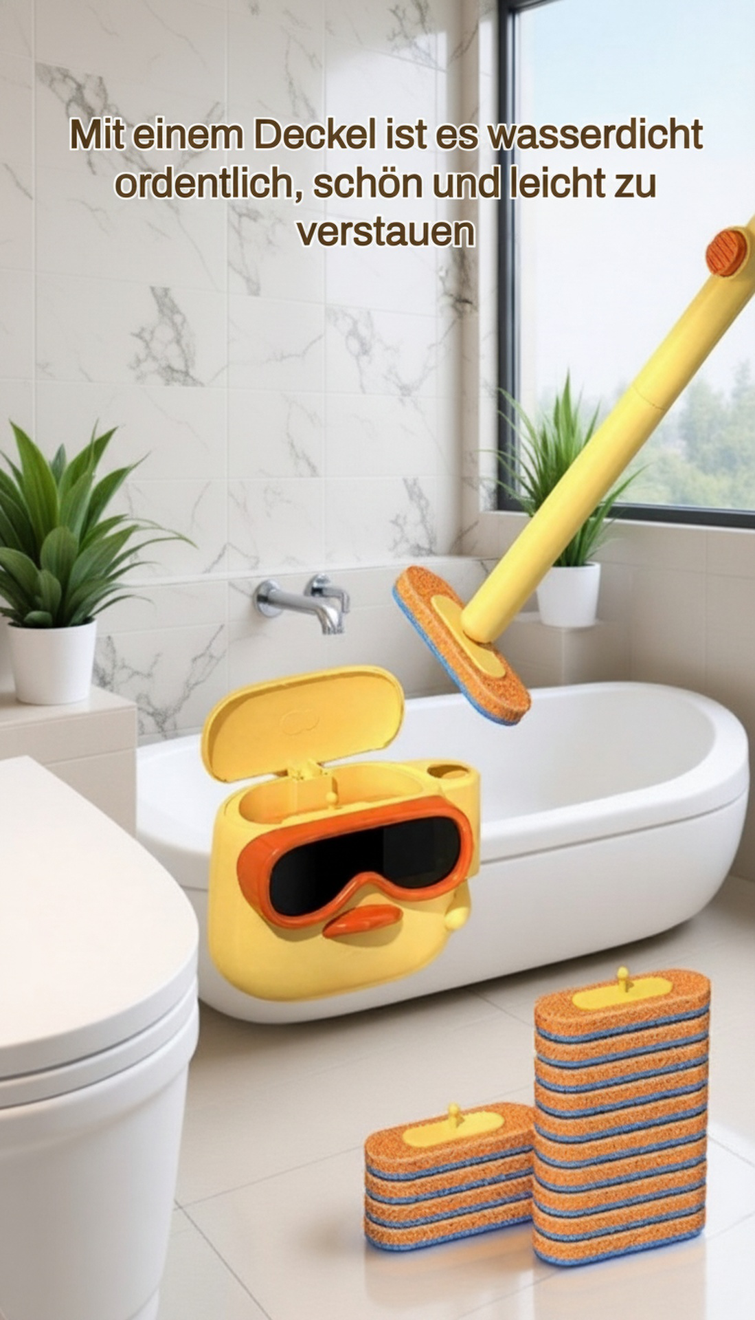Platzsparende Toilettenbürste im Haushalt