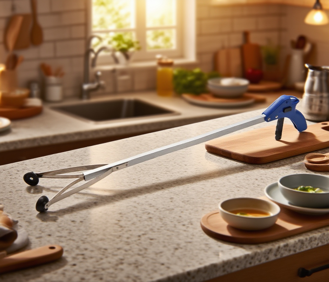 厚手アルミ合金製折りたたみ式ゴミ拾い器の全体画像