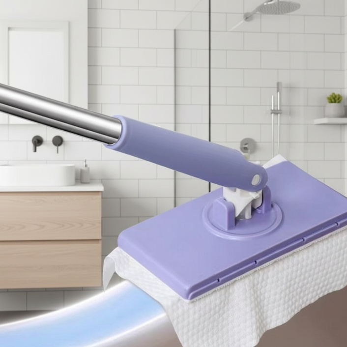High-efficiency lazy mop for dust, dirt, and spills
