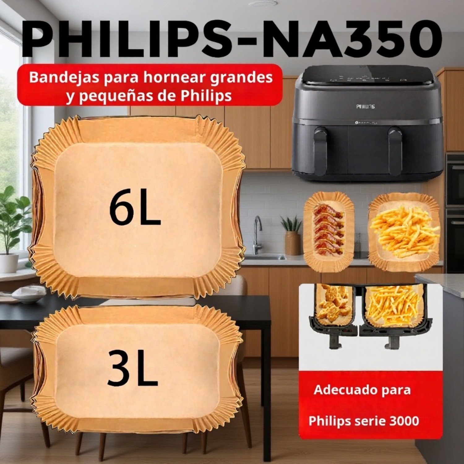Bandeja de papel para freidora de aire 3L resistente al calor