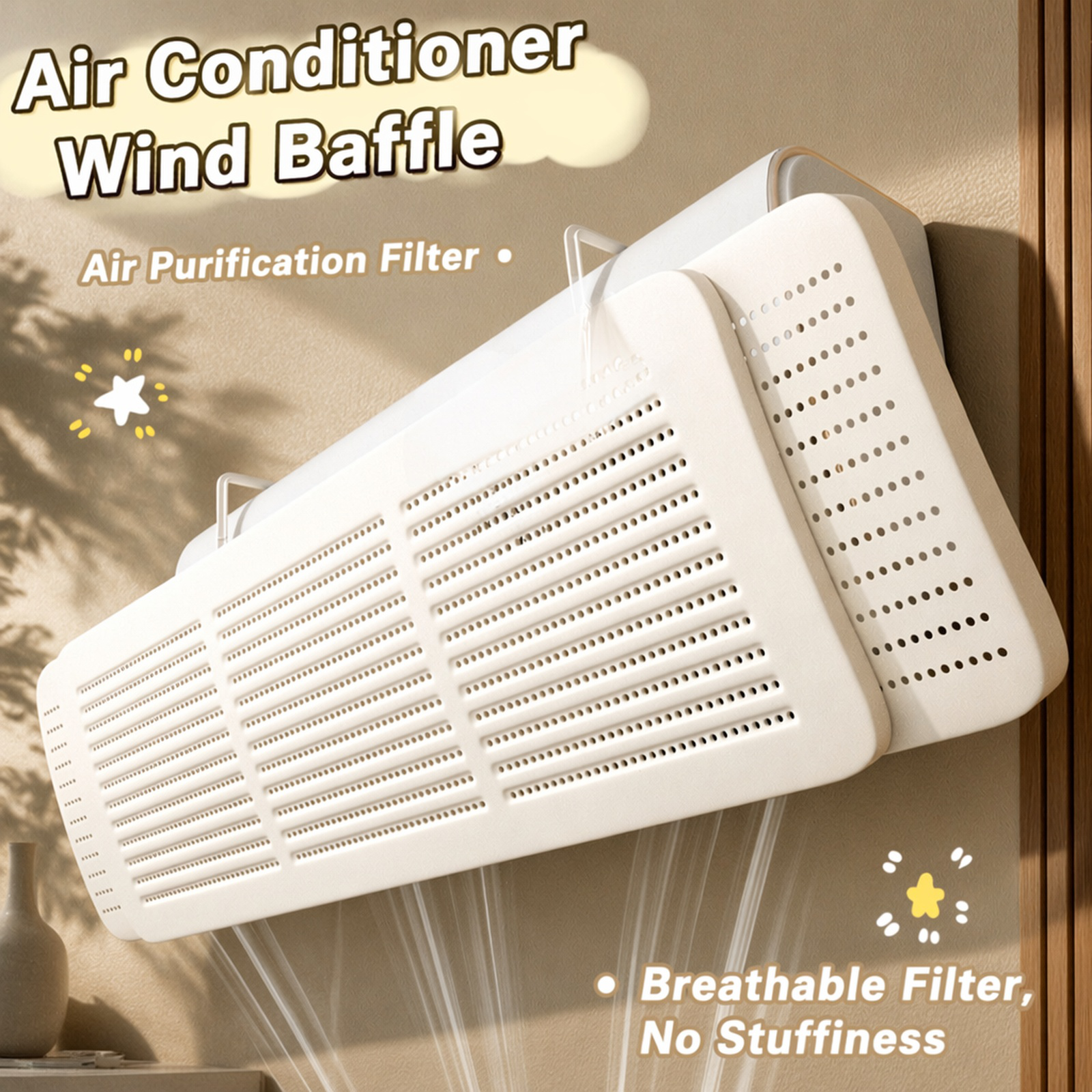 Air conditioner deflector [Prevents air conditioner sickness] Blocks direct airflow, air direction c