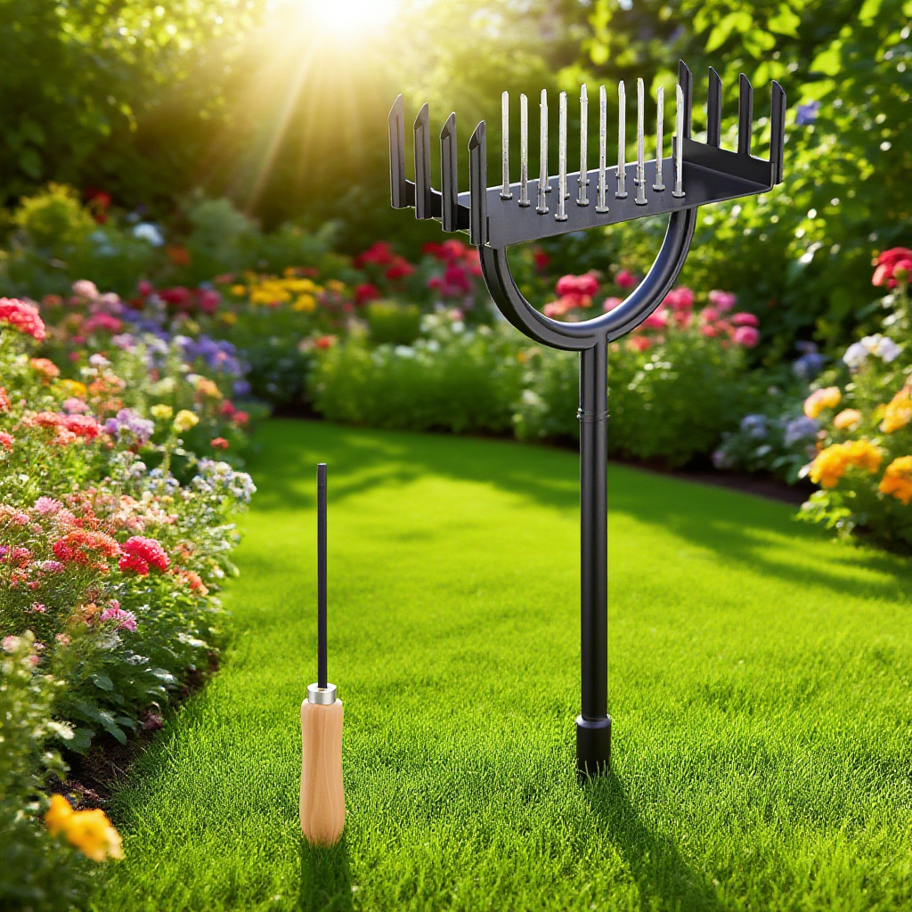  Čepelový provzdušňovač trávníku z uhlíkové oceli s madlem 