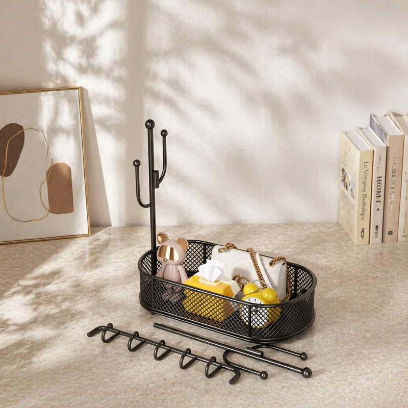 Decoración de entrada elegante con organizador de pared