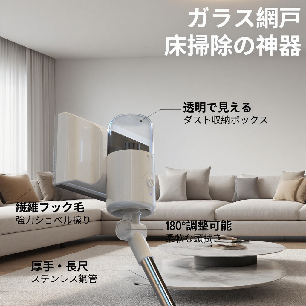 充電式電動ガラス清掃ロボット（伸縮式高所対応）