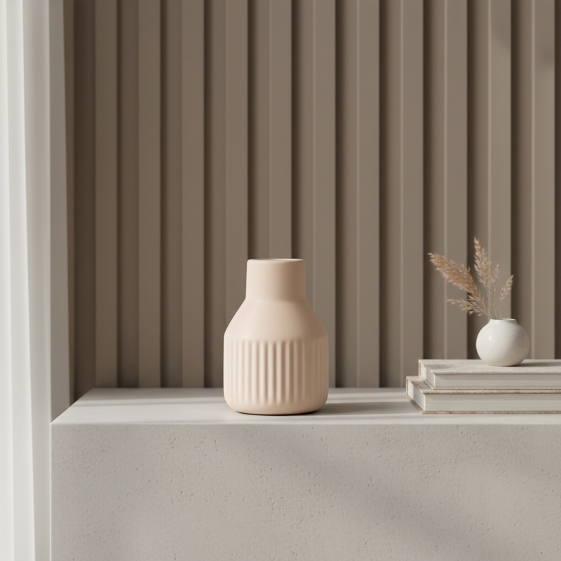 American style frosted ceramic vase in orange finish