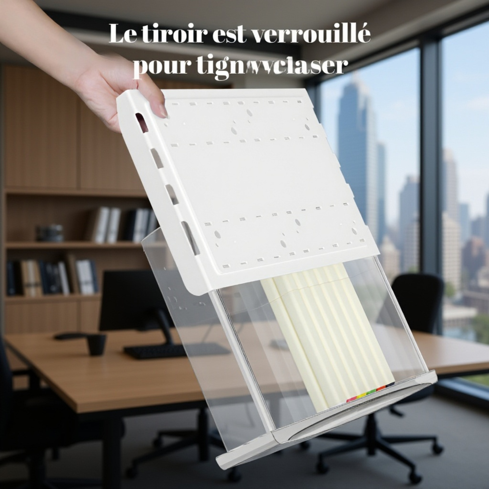 Boîte de rangement invisible pour bureau tiroir extensible sans perçage ni clou