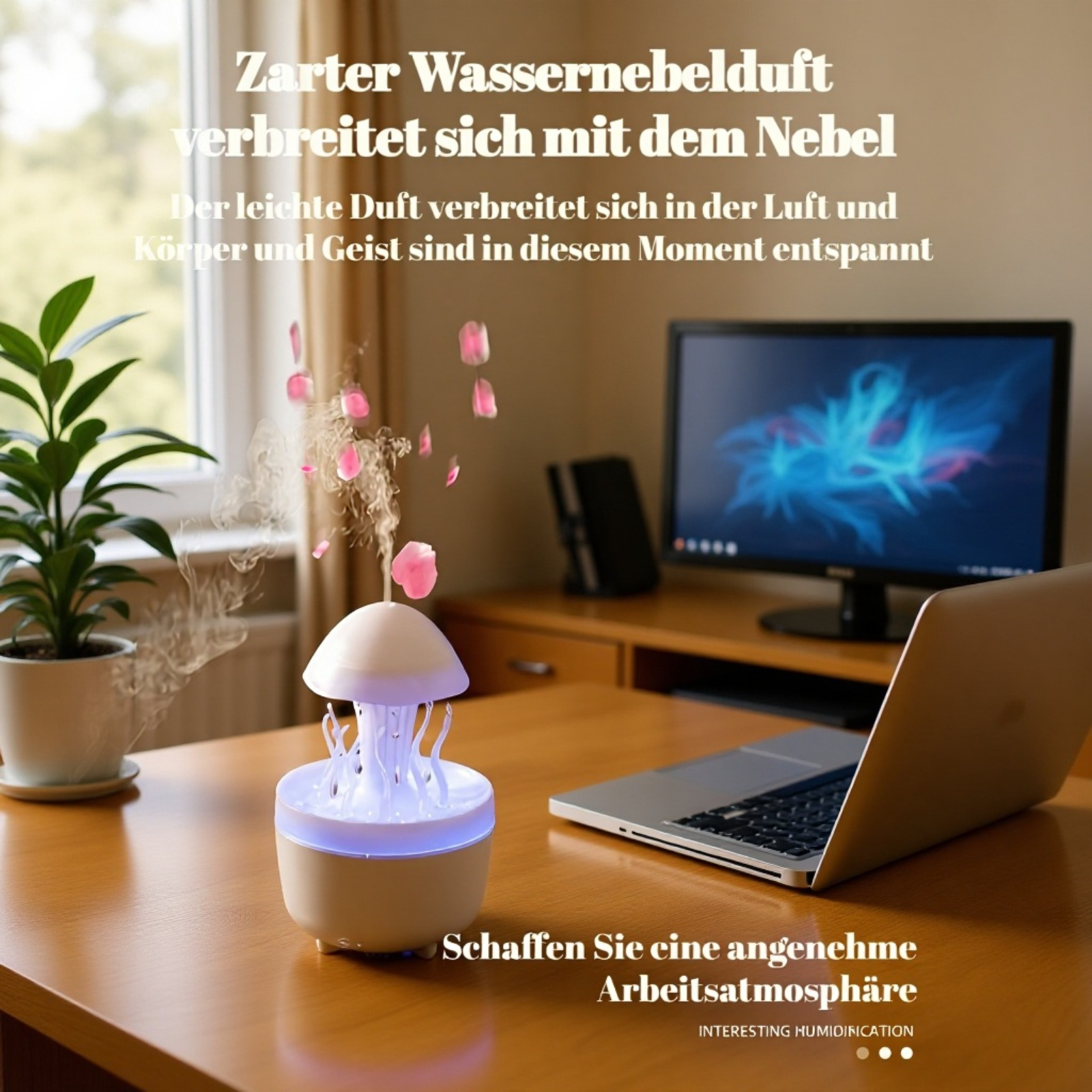 Wohnzimmerdeko: Quallen Aroma Diffusor mit entspannender Beleuchtung