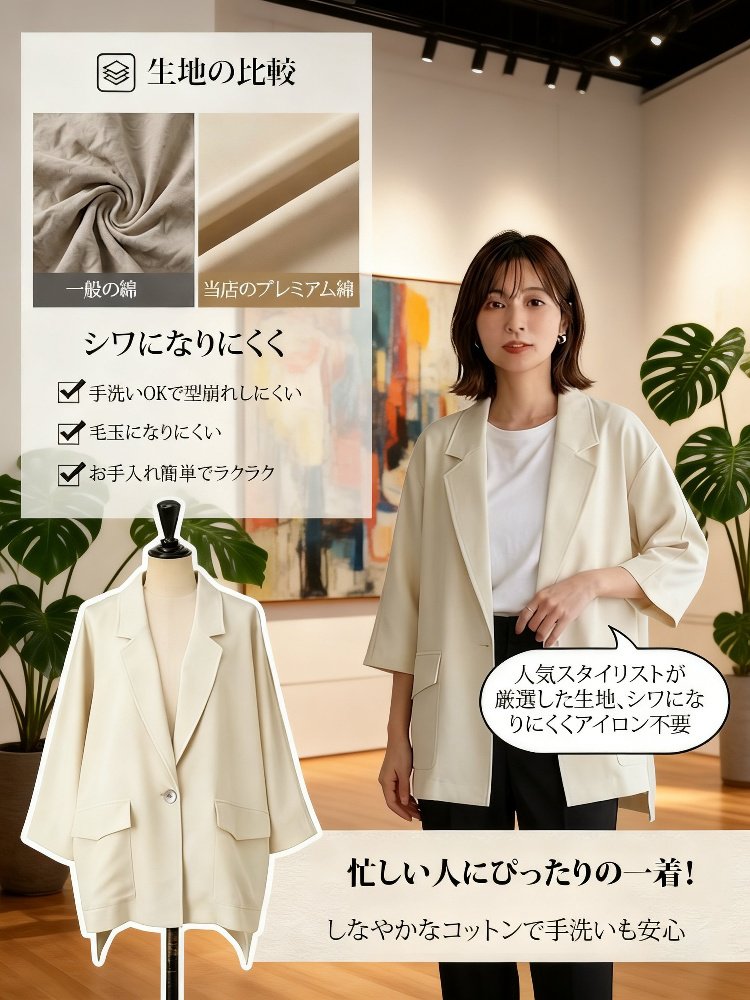 すっきり見え襟付きジャケット