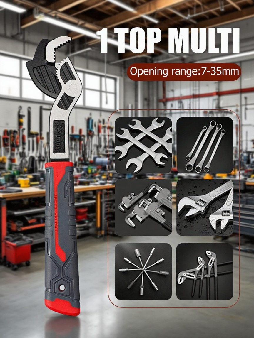 Multifunctional quick self-locking adjustable wrench