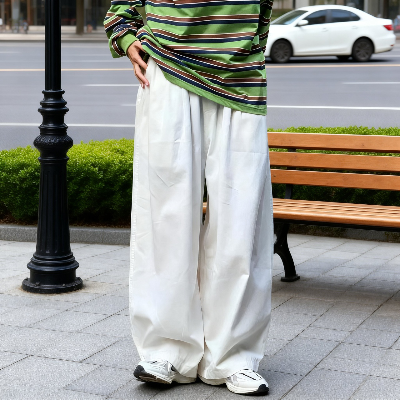 レディースワークウェアワイドパンツ正面画像