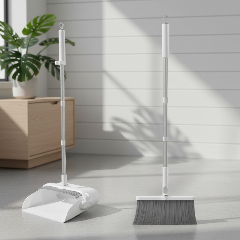 Multi-Functional Long Handle Soft Bristle Broom and Dustpan Set