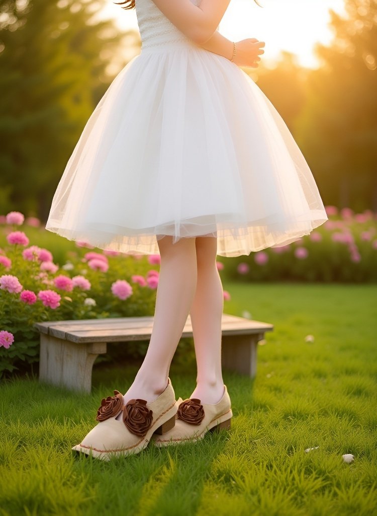 حذاء نسائي فاخر مزين بزهرة الكاميليا المصنوعة يدويًا