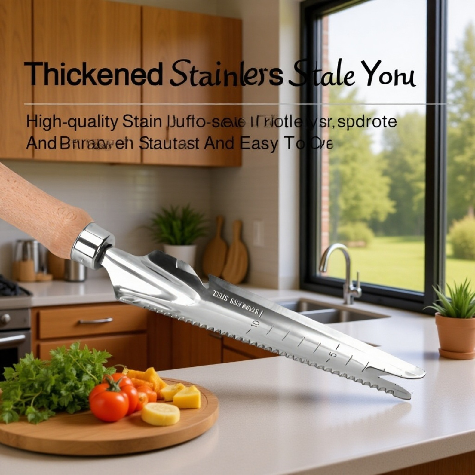 مجرفة للحفر والزراعة من فولاذ مقاوم للصدأ مع مقبض خشبي 