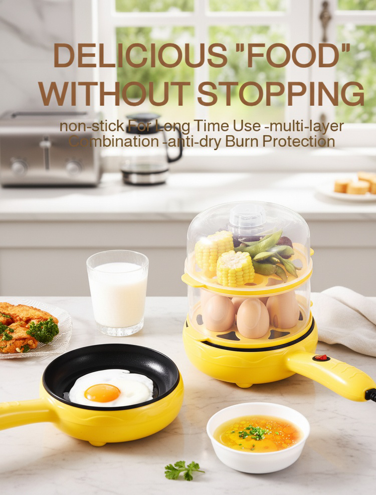Multi-functional Mini Electric Cooker for Boiling and Frying Eggs - Compact Design