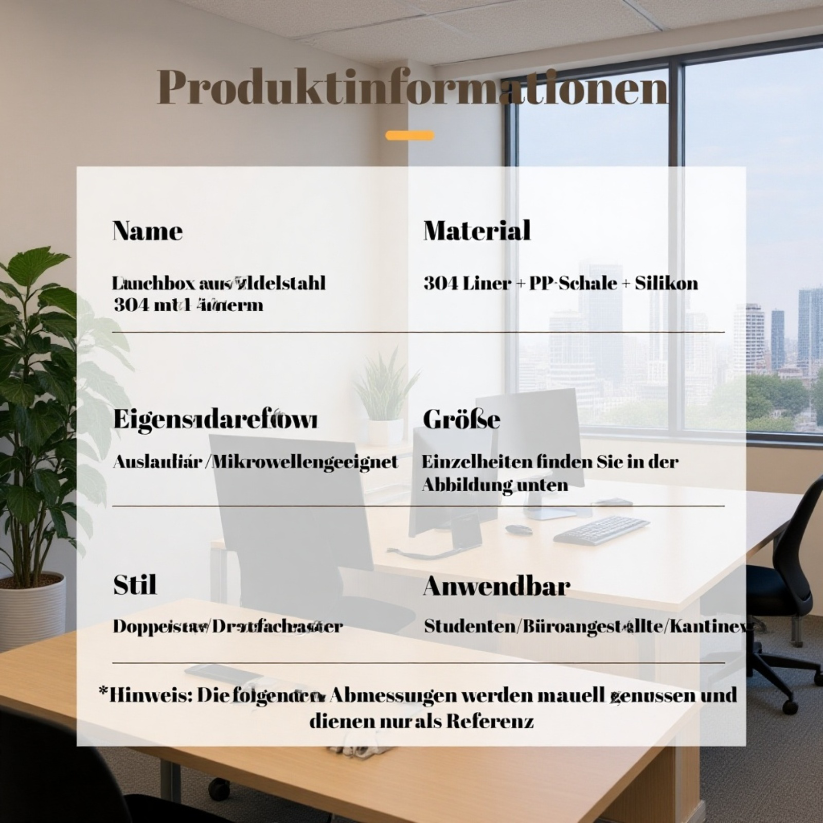  Edelstahl 304 Lunchbox mit Fächern