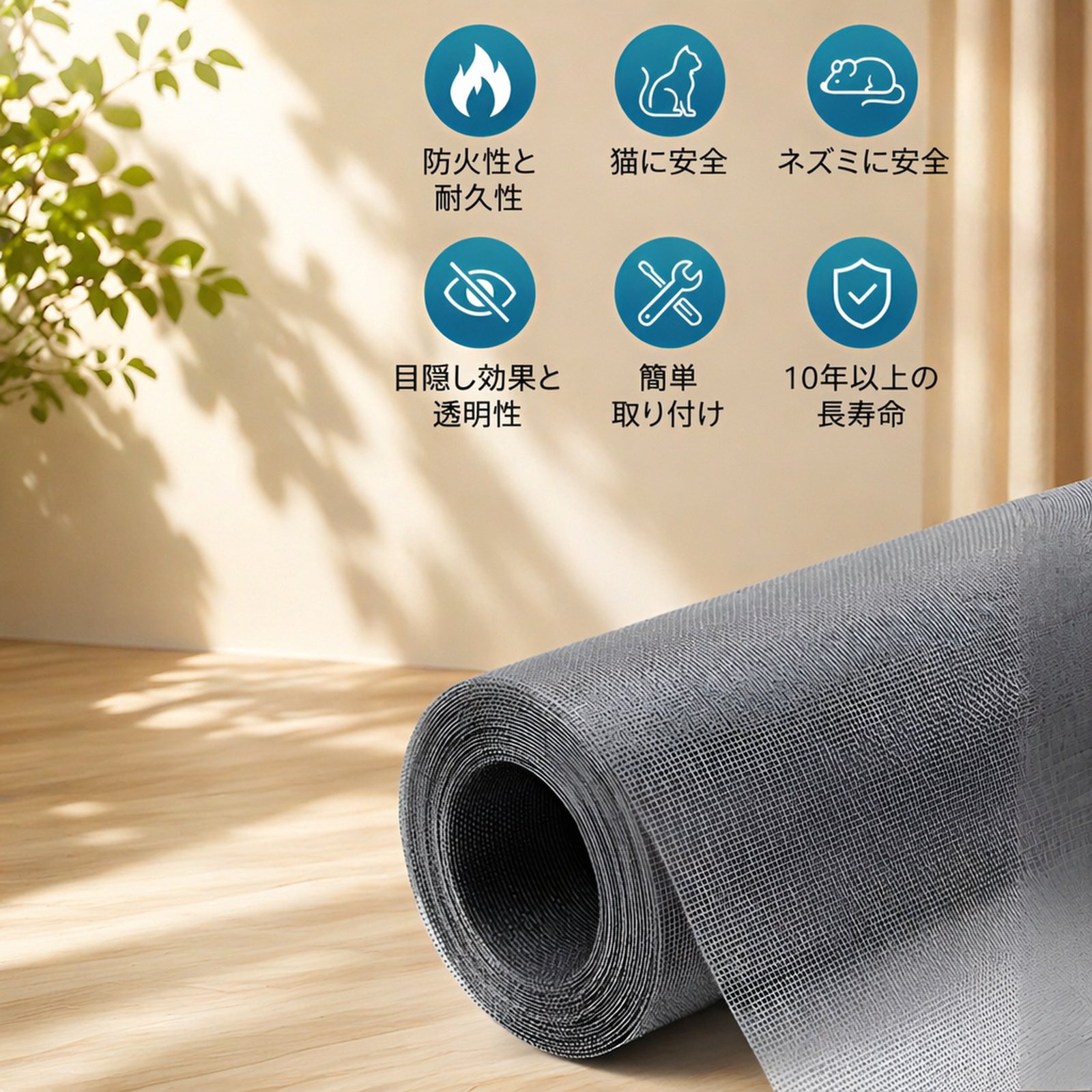 ダイヤモンド柄の網戸、自分で取り付けるタイプの窓用蚊よけ窓