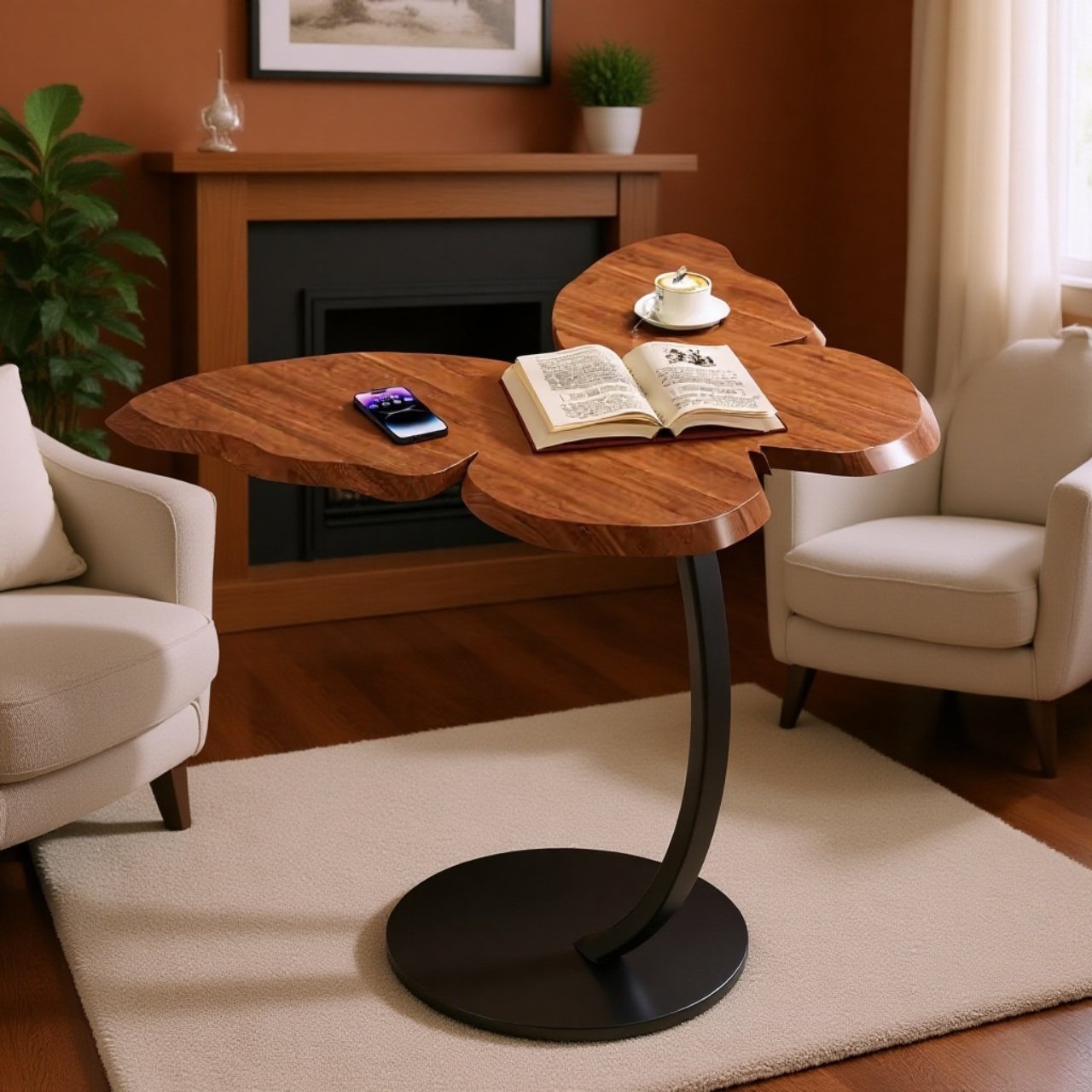 Kreativní noční stolek ve tvaru motýla, multifunkční malý čajový stolek