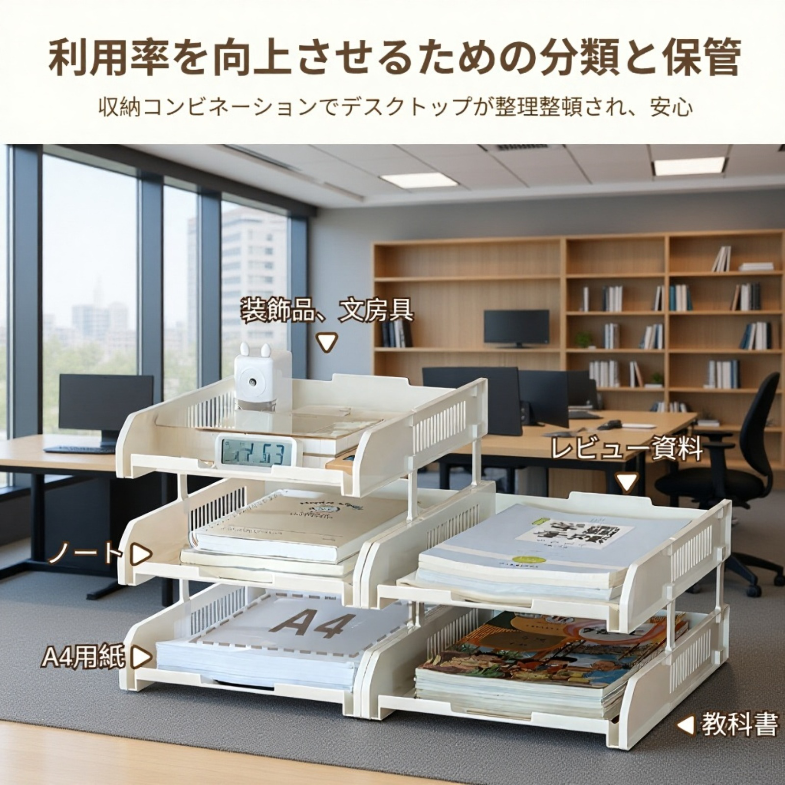 デスクトップ多層仕切りファイル収納ラック